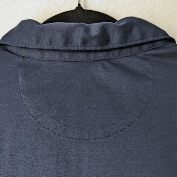 UNTUCKIT Wrinkle-Free Damaschino Long-Sleeve Polo 100% Cotton Navy Mens Large - Picture 12 of 15
